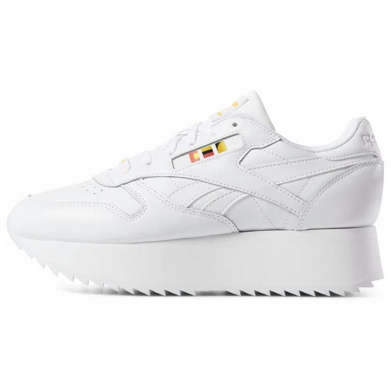 Reebok Classic Leather Double X Gigi Hadid Tenisky Damske - Biele/Červené/Čierne/Zlate ZN8035ZI